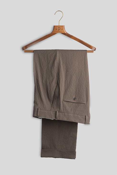 Brown Seersucker Summer Uniform Trousers