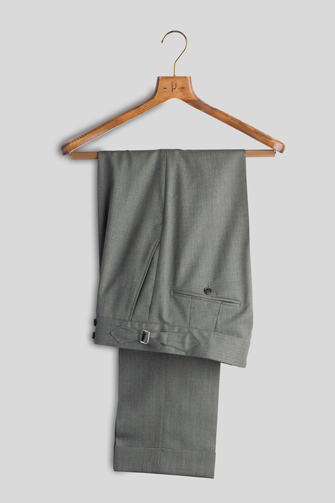 Grayish Green Tropical Wool Trousers 