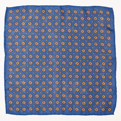 Blue classic design muslin wool pocket square