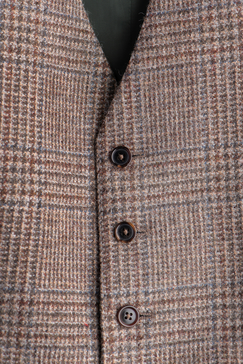 Brown Checked Tweed Waistcoat