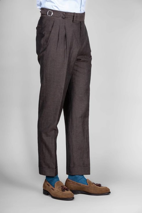 Brown Wool & Linen Trousers "Alfred" 