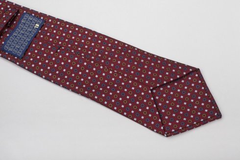 Burgundy six fold printed silk tie