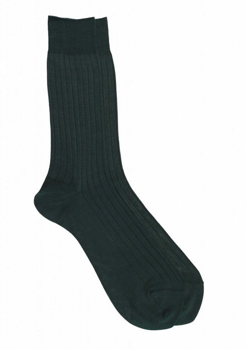 Dark Green 100% Mercerized Cotton Socks - Fil D'écosse