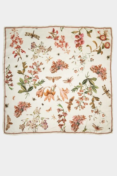Floral motif woolen  muslin scarf