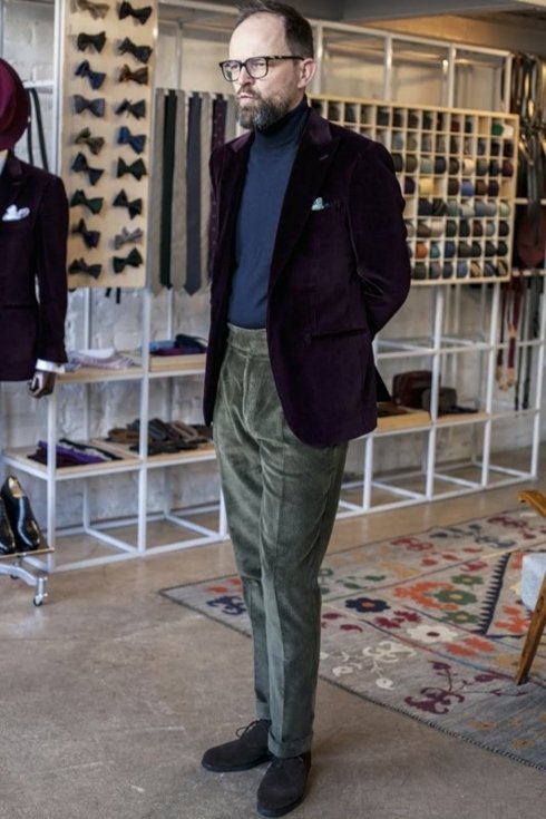 Green corduroy trousers "Alfred"
