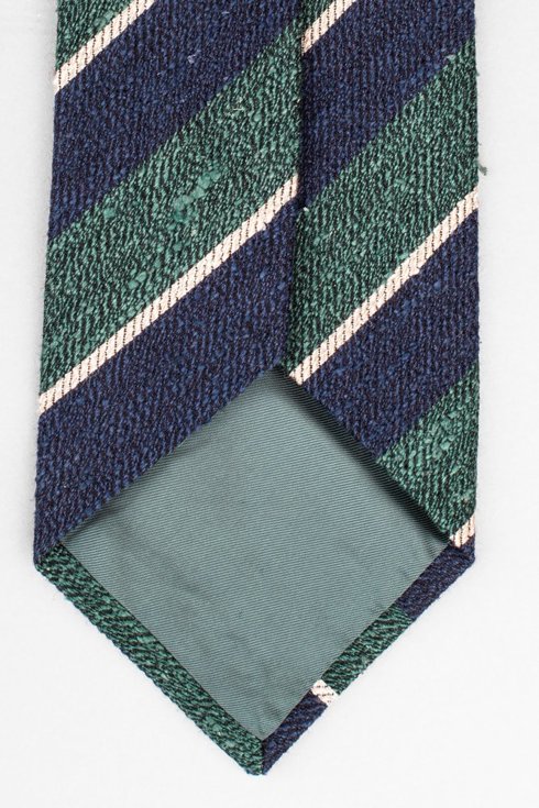 Green & navy wool shantung regimental tie