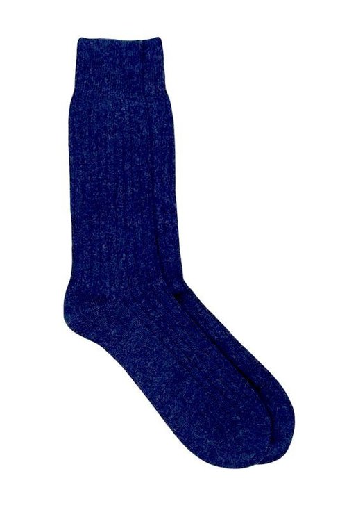 Men Rib Navy Blue Cashmere Blend Socks