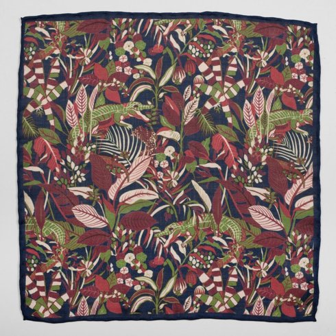 Multicolor floral muslin wool pocket square