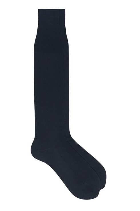 Navy Blue 100% Silk Knee High Socks