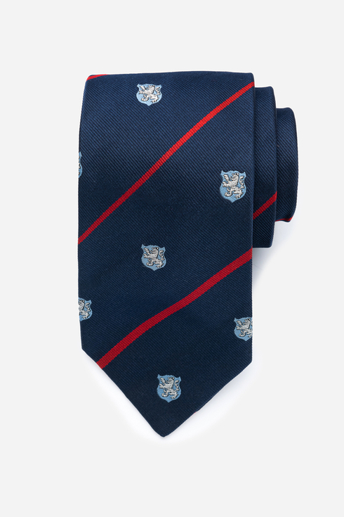 Navy Blue Regimental Tie With Crests.