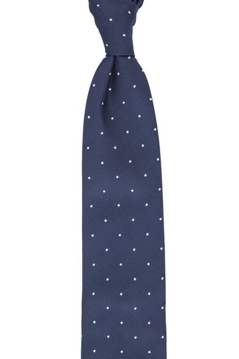 Navy Blue silk jacquard polka dots tie 8 cm x 148 cm