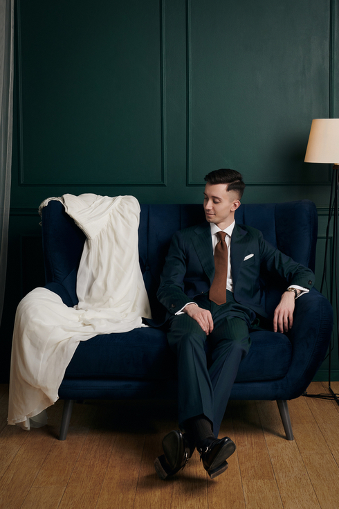 Navy and Green Solaro Wool Suit