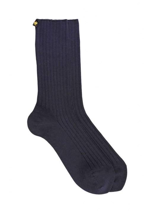 Navy blue Ribbed Mercerized Cotton Socks no pressure cuff