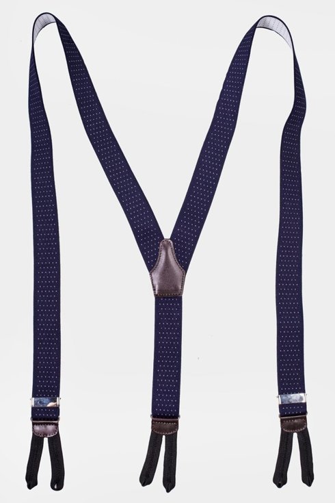 Navy elastic braces with dots