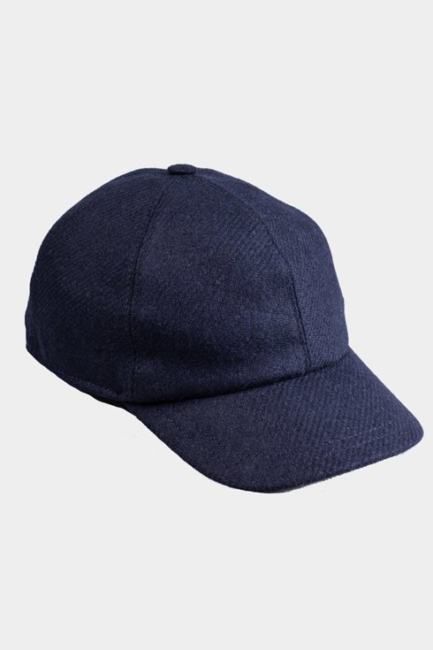 Navy tweed ear flaps baseball cap