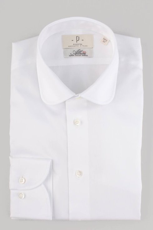 Oxford white shirt with round collar Albini