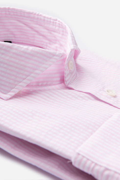 Pale Pink Stripe Seersucker Shirt 