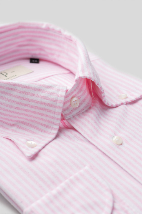 Pink Stripe Flannel Button Down Shirt