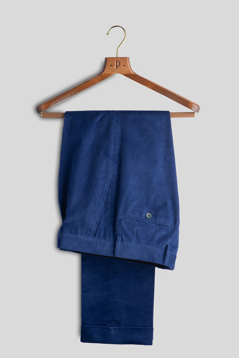 Royal Blue Corduroy Trousers Poszetka x Mr. Vintage