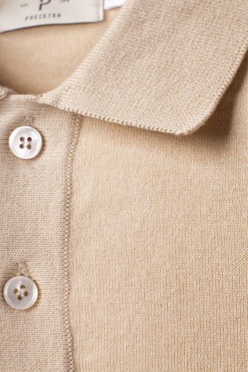 Sand beige knitted polo shirt 