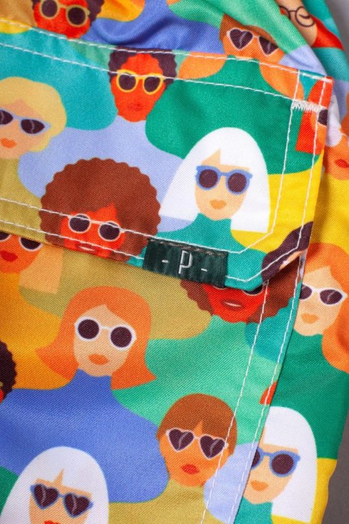 Swim shorts with faces