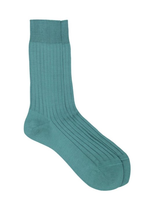 Turquoise 100% Mercerized Cotton Socks - Fil D'écosse