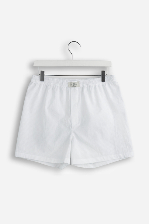 White seersucker men's boxer shorts