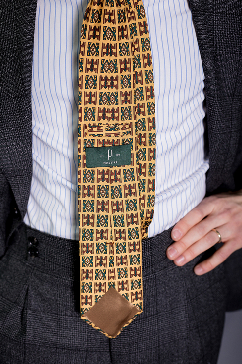 golden tie silk from Macclesfield