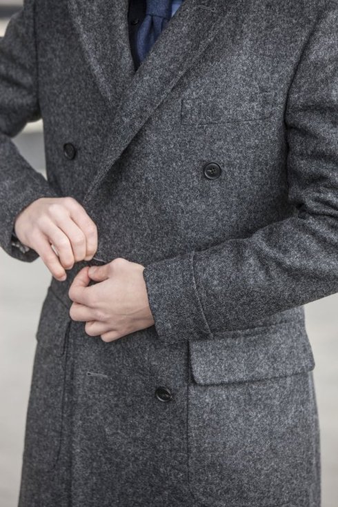 grey tweed coat ulster 'Charles'