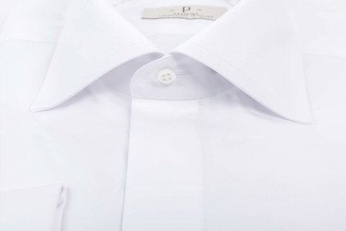  Klasyczna biała koszula z plisą krytą i mankietem na spinki - Albini