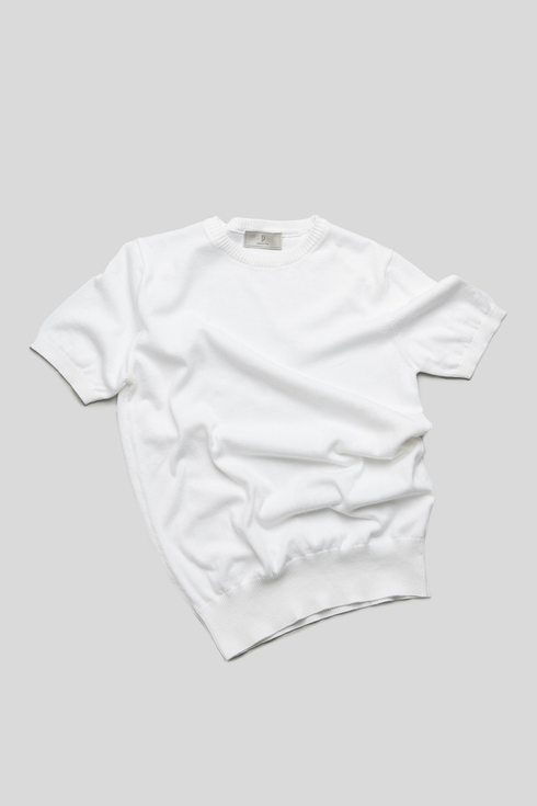 Biały Dziany T-Shirt
