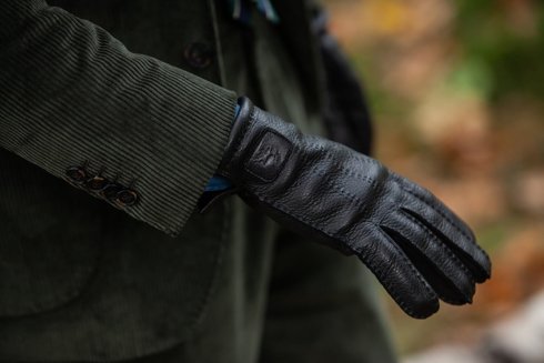 Czarne rękawiczki ze skóry jelenia