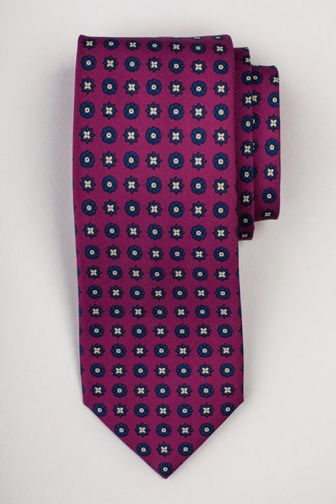 Fuksja krawat six fold z jedwabiu drukowanego Macclesfield