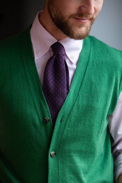 Kamizelka sweter bawełna z kaszmirem zielony