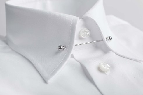 Koszula biała  Albini z kołnierzem pin collar