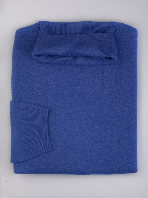 Sweter golfowy lazurowy niebieski w melanżu