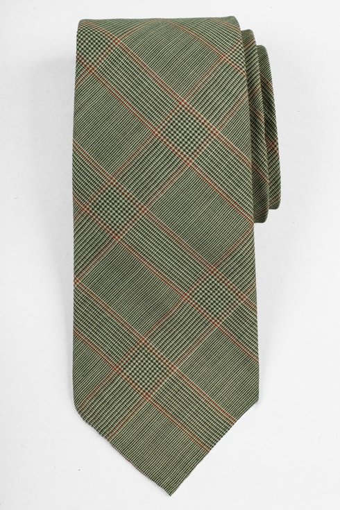 Wełniany krawat z motywem oliwkowej kraty