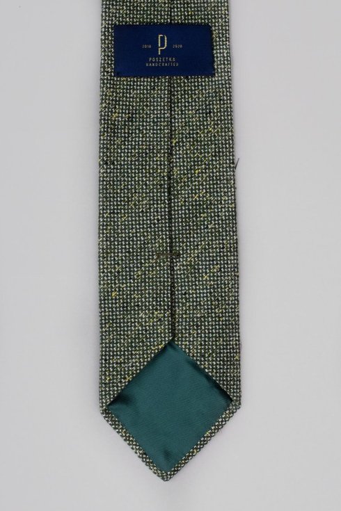 Zielony krawat wełniano- jedwabny w melanżu