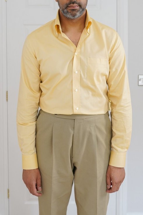 Żółta koszula OCBD w pastelowym odcieniu Albini